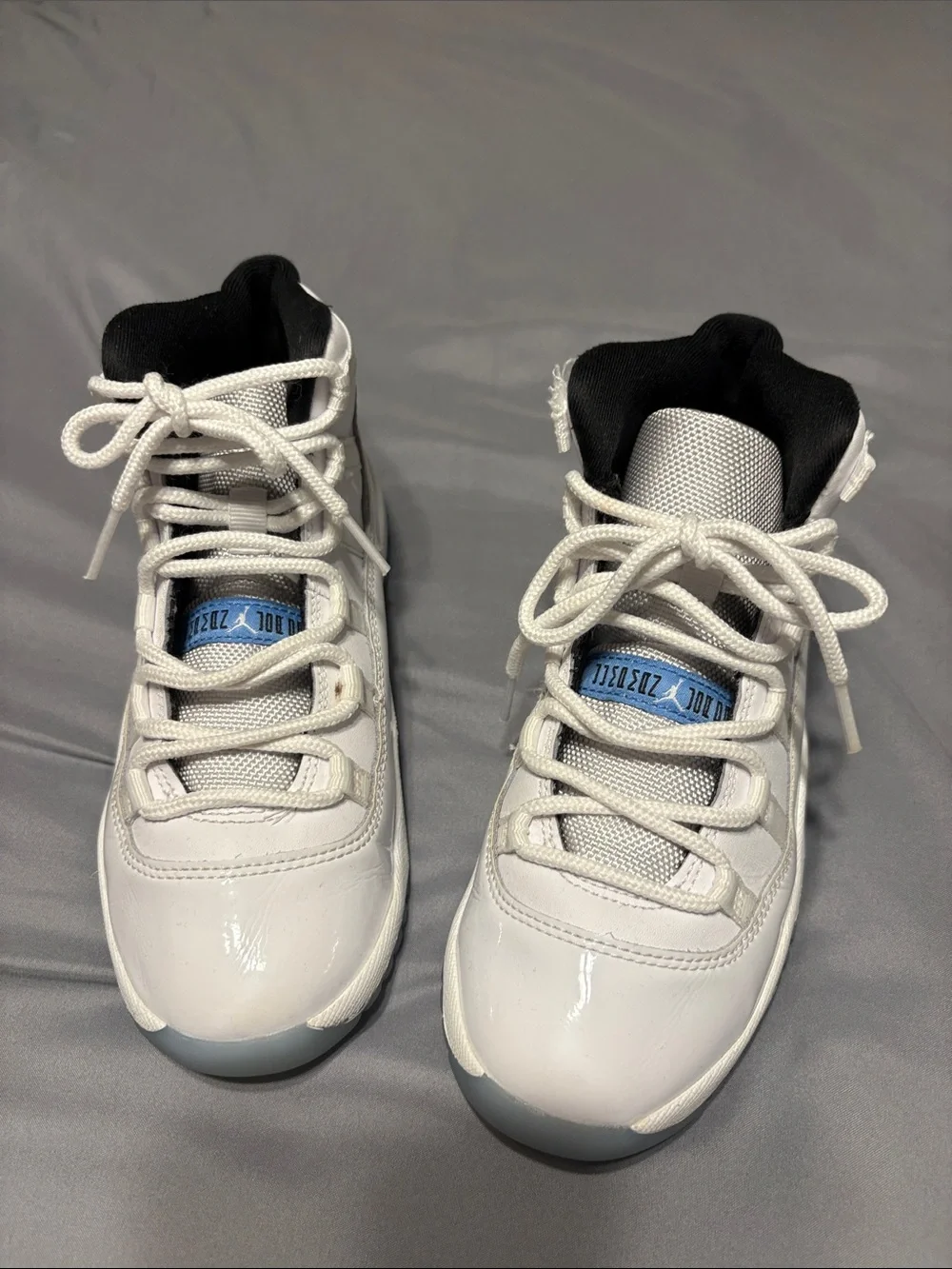 Jordan 11 Kids' White and Light Blue High-Top Sneakers size 2.5